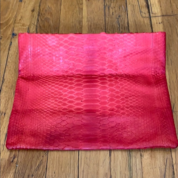 Primary Red Python Foldable Clutch - Picture 2 of 4
